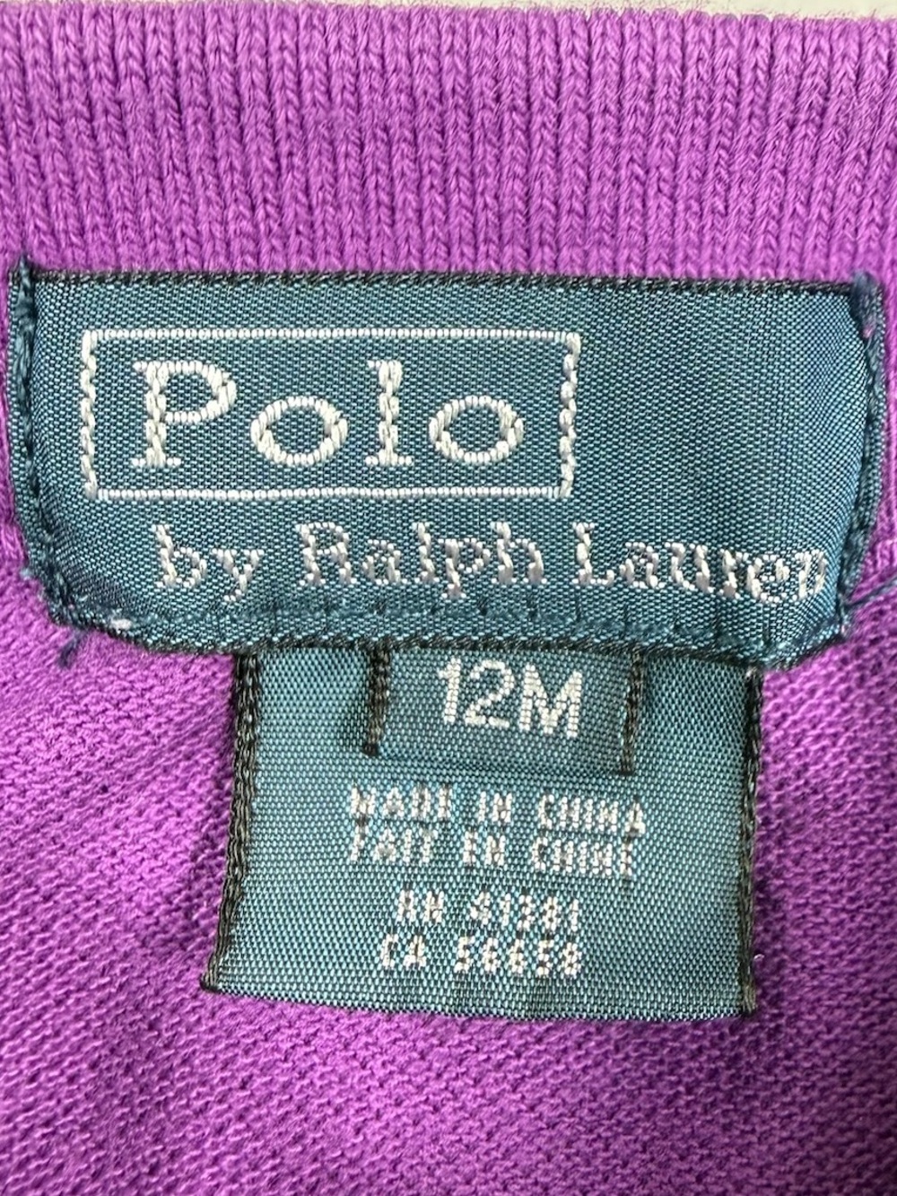 POLO RALPH LAUREN Baby Purple Big Pony Rugby Polo Shirt Preppy Academia Size 12M - Picture 6 of 8